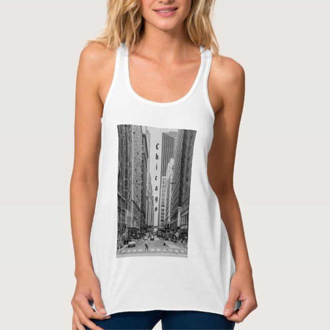 Chicago Madison Street Grayscale Tanktop Linne Med Racerback (Framsida)