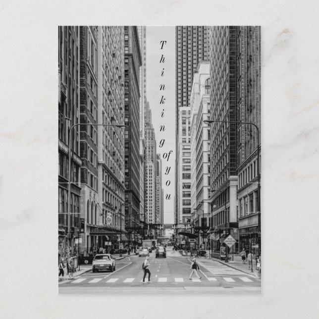 Chicago Madison Street Grayscale Thinking of You Vykort (Framsida)