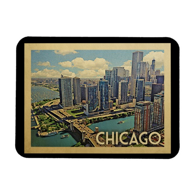 Chicago Magnet Illinois Vintage resor (Horisontell)