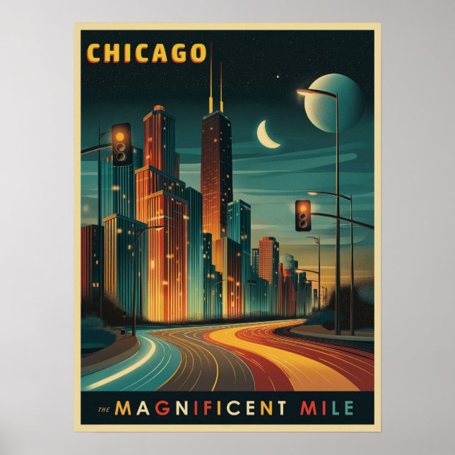 Chicago Magnificent Mile Vintage Poster (Framsidan)