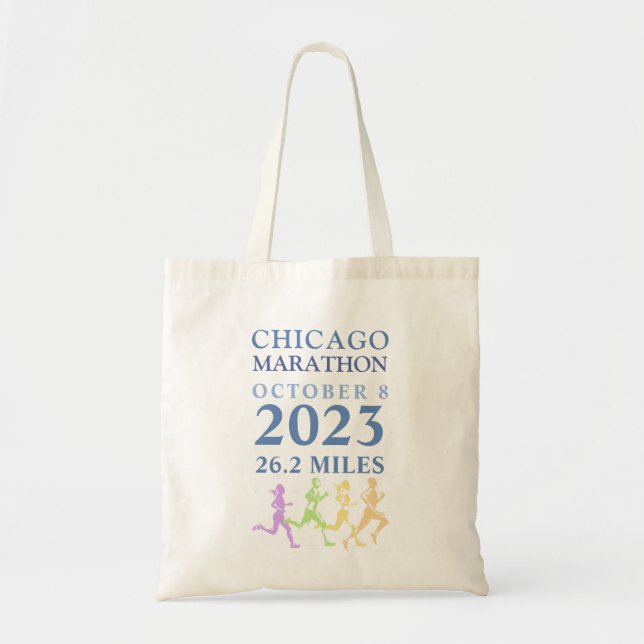 Chicago Marathon 2023 Anpassningsbar Text Tote Bag Tygkasse (Framsidan)