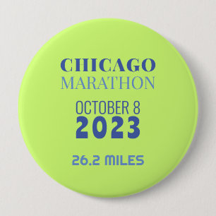 Chicago Marathon 2023 Grönt Anpassningsbar Text-kn Knapp