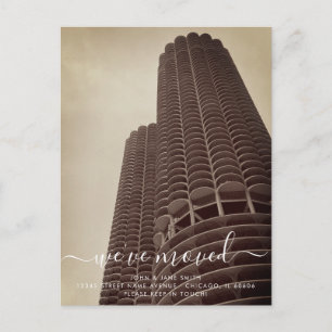 Chicago Marina Torn Flytta Announcement Postcard Meddelande Vykort