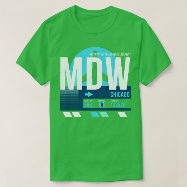 Chicago MDW Airport Code Baggage Märkre Midway T Shirt (Design framsida)