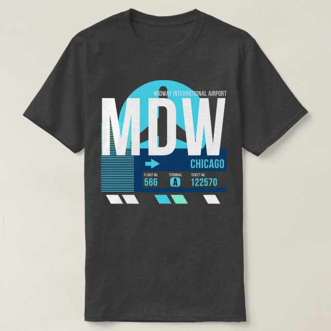 Chicago MDW Airport Code Baggage Märkre Midway T Shirt (Design framsida)