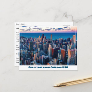 Chicago med Sjö Michigan Vykort