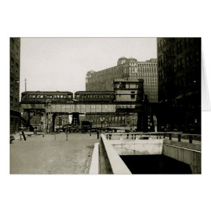 CHICAGO MERCHANDISE MART TROLLEY TÅG WATERCOLOR OBS KORT