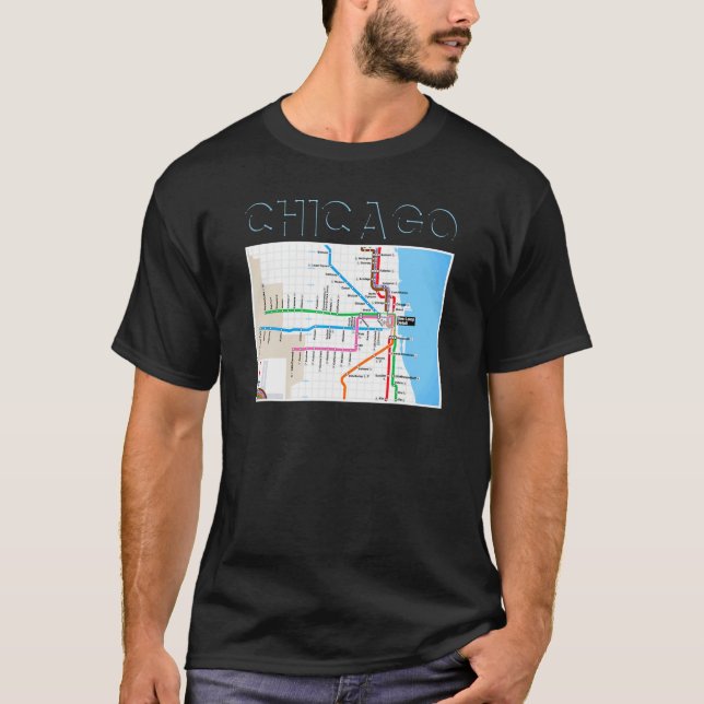Chicago Metro Transit Karta Chi Town Windy City So T Shirt (Framsida)