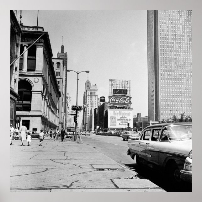 Chicago Michigan Avenue 1963 Vintage Photograph Poster (Framsidan)