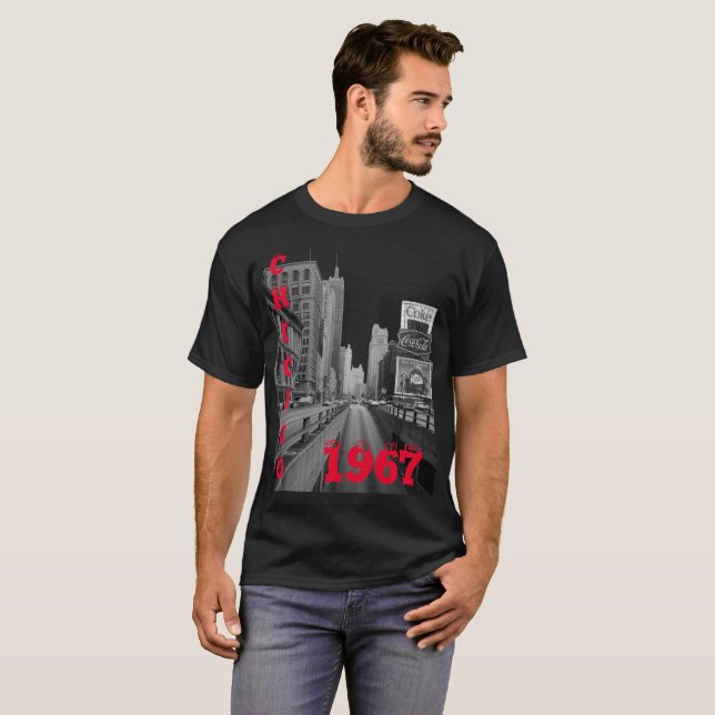 Chicago Michigan Avenue 1967 Street Scene Tee (Hel framsida)