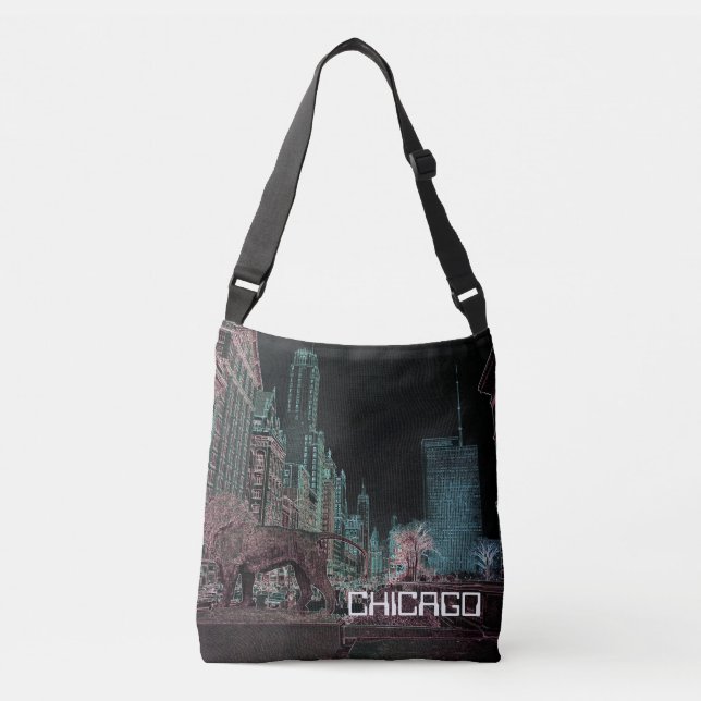 CHICAGO MICHIGAN AVENUE @ ART MUSEUM 1967 NEON AXELVÄSKA (Framsida)