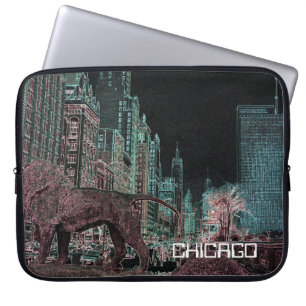 CHICAGO MICHIGAN AVENUE @ ART MUSEUM 1967 NEON LAPTOP FODRAL