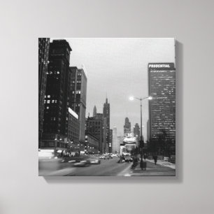 Chicago Michigan Avenue @ Night 1967 Photograph Canvastryck