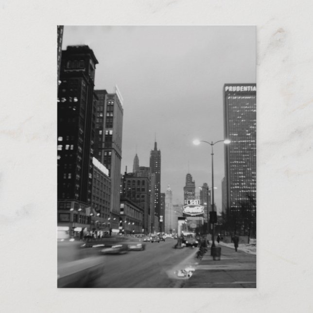 Chicago Michigan Avenue @ Night March 6, 1967 Vykort (Framsida)