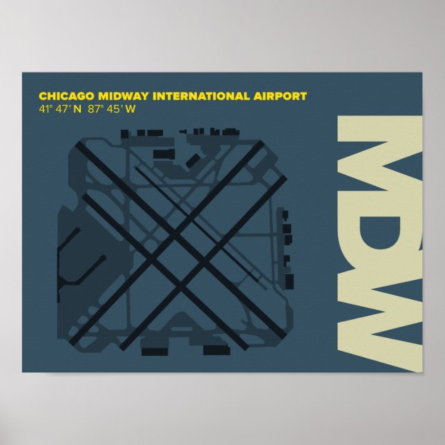Chicago Midway Airport (MDW) Diagram Poster (Framsidan)