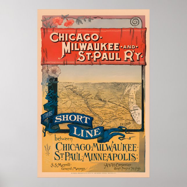 Chicago, Milwaukee & St Paul järnvägsresor affisch (Framsidan)