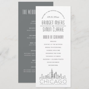 Chicago Modern deco-Bröllopsprogram Inbjudningar