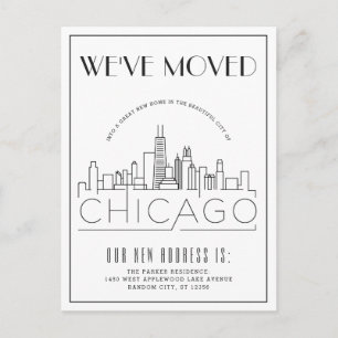 Chicago Modern Deco Ny adress Meddelande Vykort