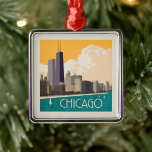 Chicago Modern Skyline Julgransprydnad Metall