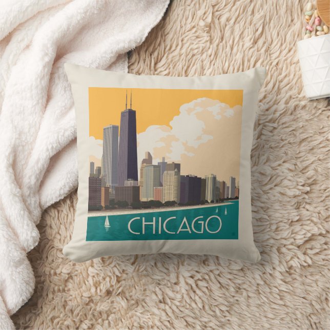 Chicago | Modern Skyline Kudde (Filt)
