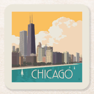 Chicago Modern Skyline Underlägg Papper Kvadrat