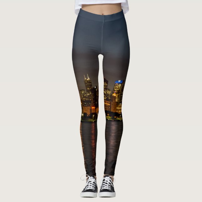 Chicago nattCityscape Leggings (Framsida)