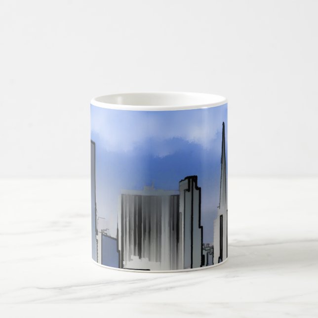 Chicago Nature Scene Byggnad Torn Art Sketch Kaffemugg (Center)