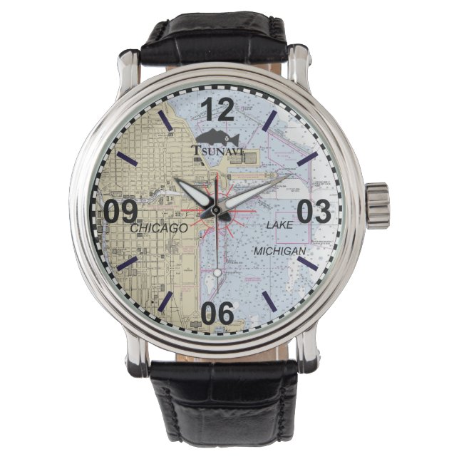 Chicago Nautical Chart Watch Armbandsur (Framsida)