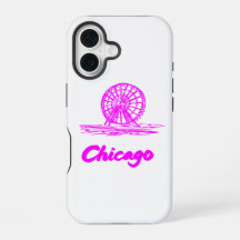 Chicago Navy Pier Ferris Wheel Neon Rosa