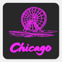 Chicago Navy Pier Ferris Wheel Neon Rosa