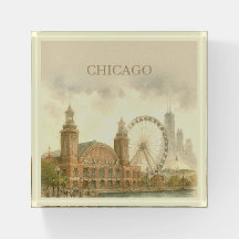 Chicago Navy Pier Skräddarsydd Landmärke i Akvarel