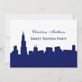Chicago Navy Siluett Sweet 16 Fest Inbjudningar