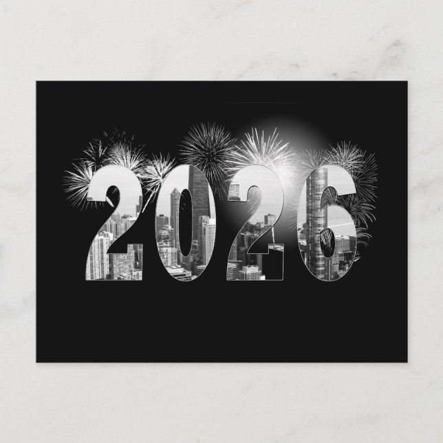 Chicago New Year 2026 Business Tack Vykort (Framsida)