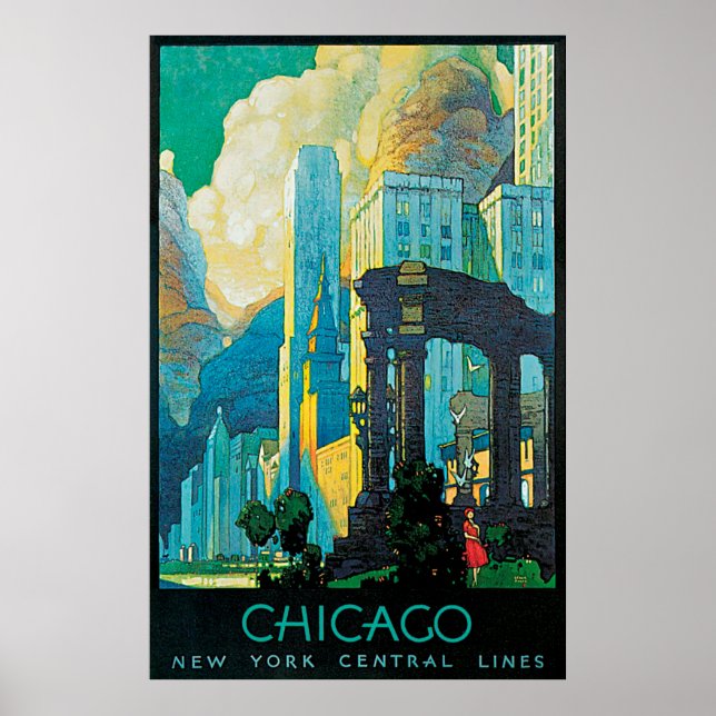 Chicago New York Central Linjer Travel Poster (Framsidan)