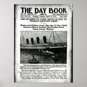 Chicago Newspaper April 16 1912 Titanic Poster