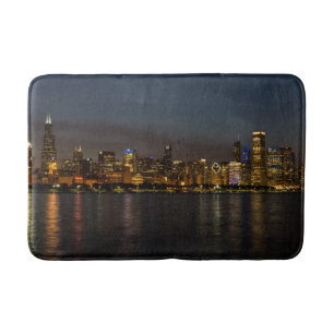 Chicago Night Cityscape Bathroom Mat Badrumsmatta
