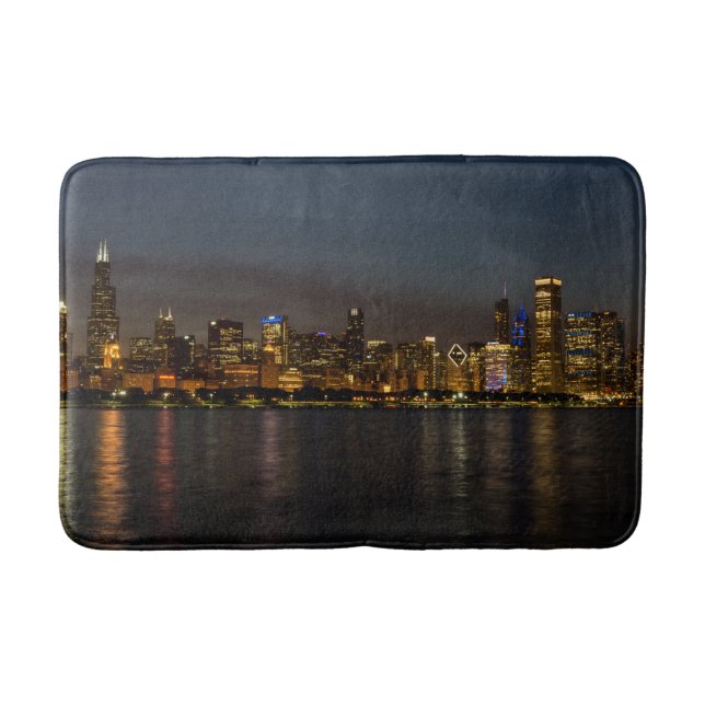 Chicago Night Cityscape Bathroom Mat Badrumsmatta (Framsidan)