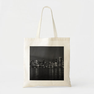 Chicago Night Cityscape Grayscale Tygkasse