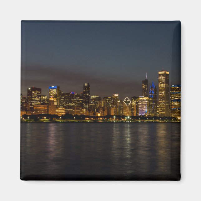 Chicago Night Cityscape Magnet (Framsidan)