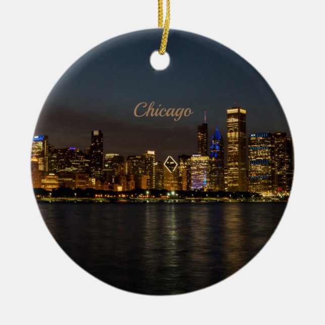Chicago Night Cityscape Ornament Souvenir (Framsidan)