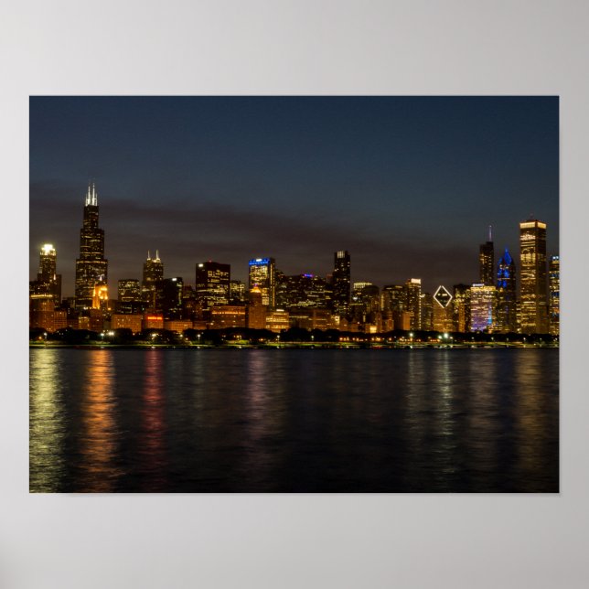 Chicago Night Cityscape Poster (Framsidan)