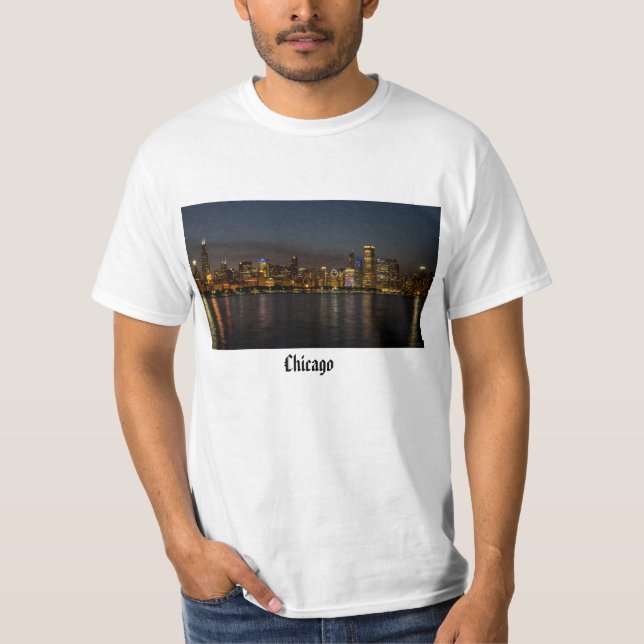 Chicago Night Cityscape T Shirt (Framsida)