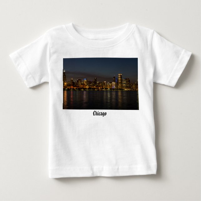 Chicago Night Cityscape T Shirt (Framsida)