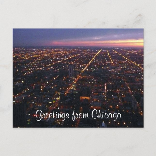 chicago night ljus vykort (Framsida)