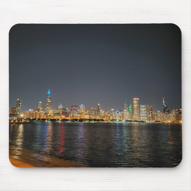 Chicago Night Skyline mousepad Musmatta (Framsidan)