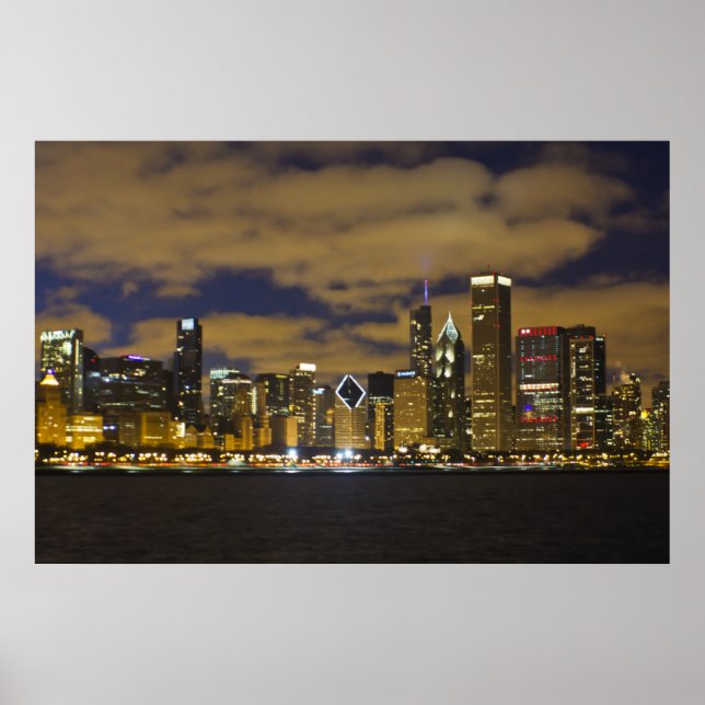 Chicago Night Skyline Poster (Framsidan)