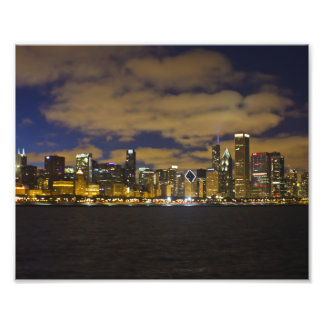 Chicago Night Skyline Print Fototryck