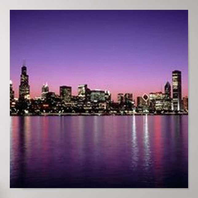 Chicago Nitetime Skyline Poster (Framsidan)