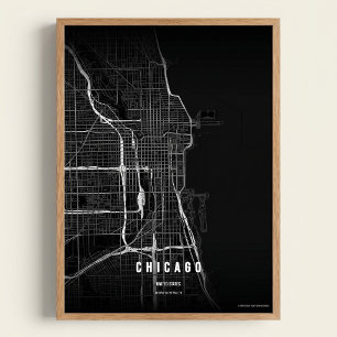 Chicago Noir Karttryck Väggkonst Affisch Presentid
