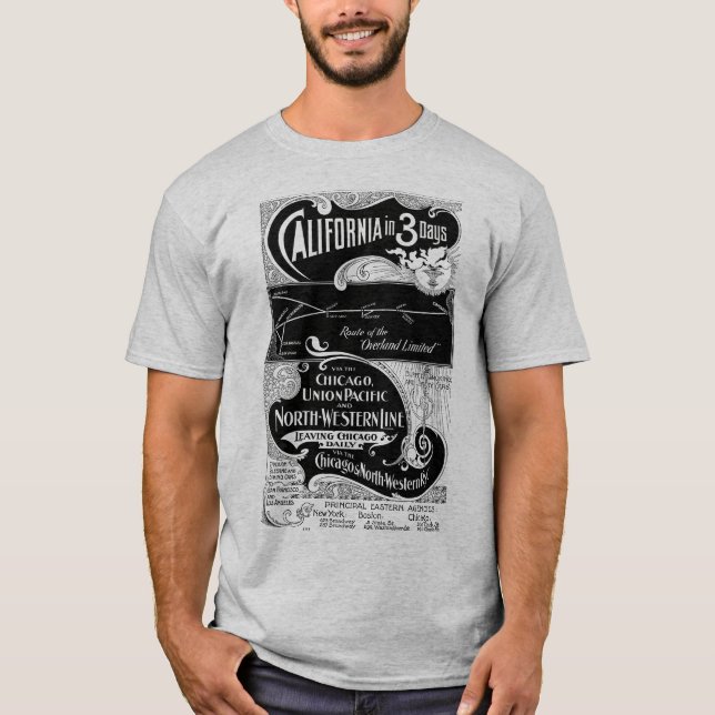 Chicago NorthWestern 1898 Chicago till Kalifornien T Shirt (Framsida)